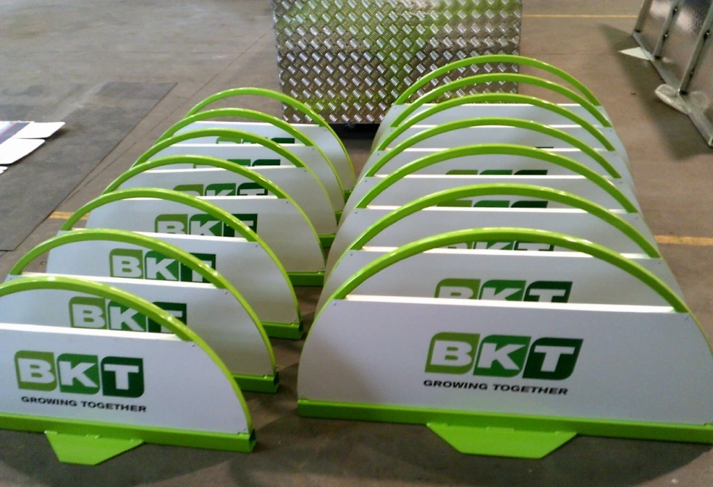 steel tyre stand project completed for BKT in Melbourne